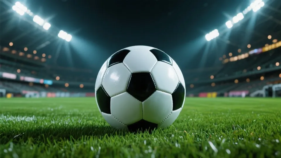 足球与球场灯光插图
